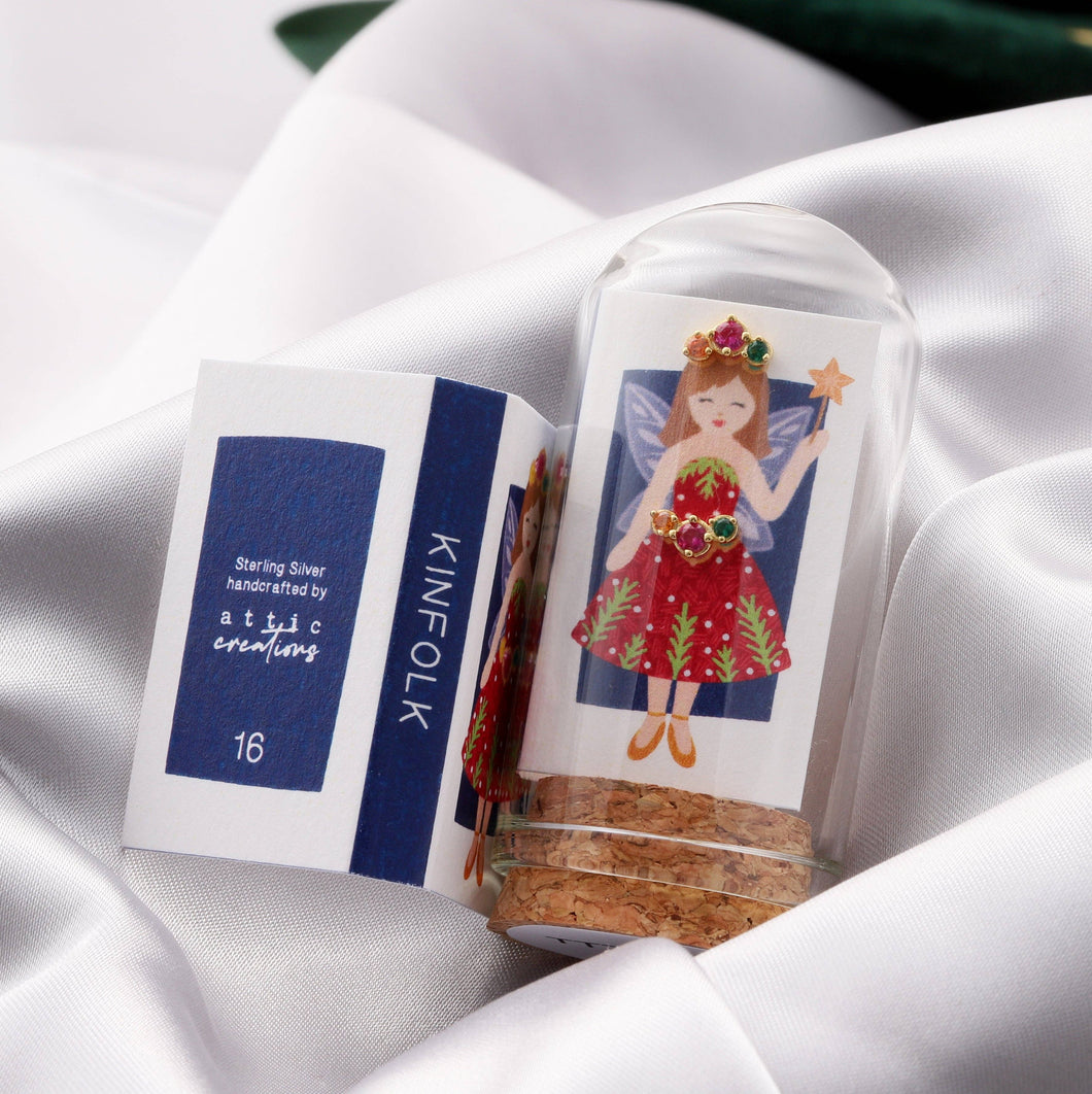 RED DRESS FAIRY CRYSTAL GEM EARRINGS