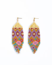 Load image into Gallery viewer, BEADED HANDWOVEN HUIPIL FRINGE EARRINGS - WARMED EARTH