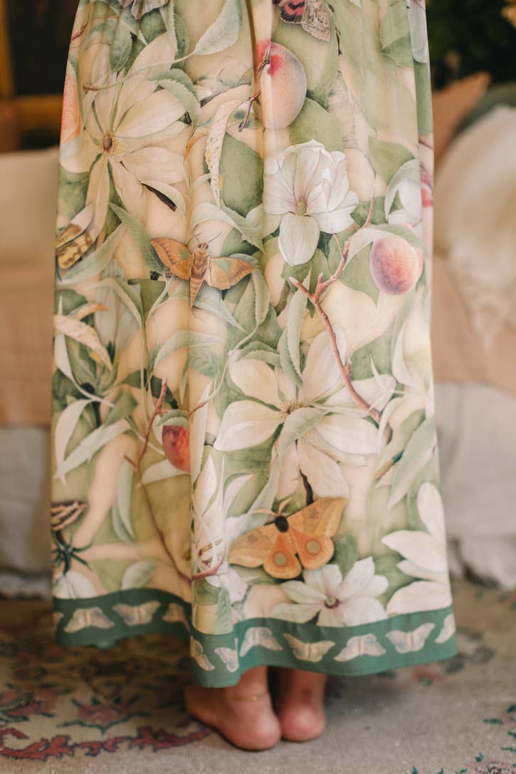 FLEUR DE SOLIEL BOHÉME MAXI  SLIP DRESS WOTH FLORALS & BUTTERFLIES