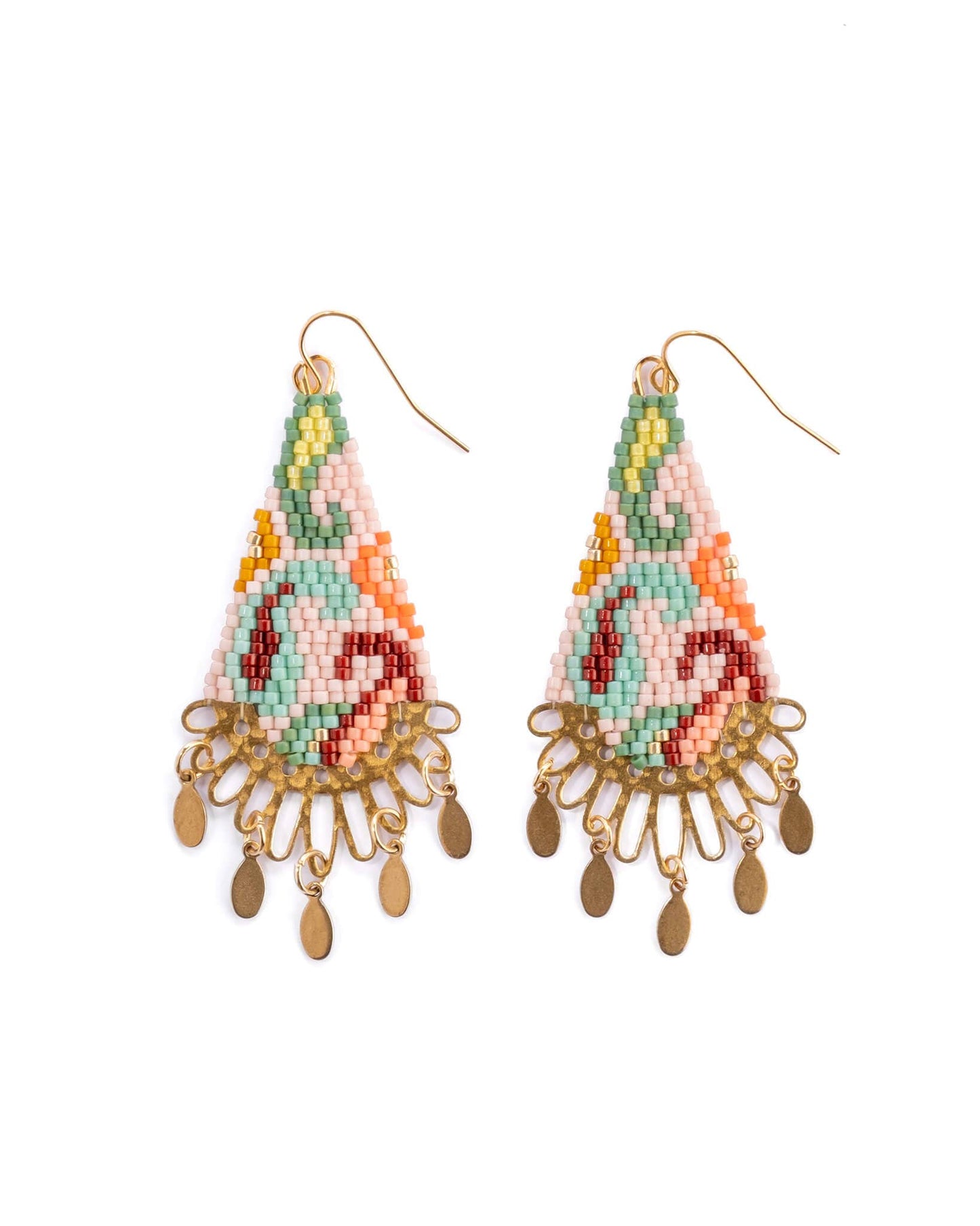 BEADED HANDWOVEN PAISLEY DROP EARRINGS