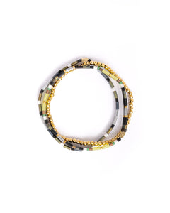 MIYUKI TILA BRACELETS - GREEN/GREY SET 3