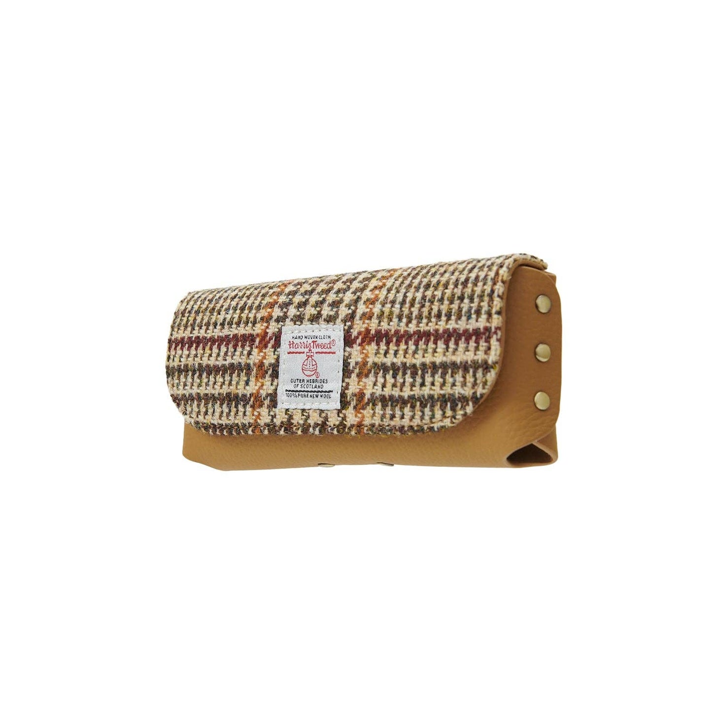LEATHER GLASSES CASE - BEIGE DOGTOOTH