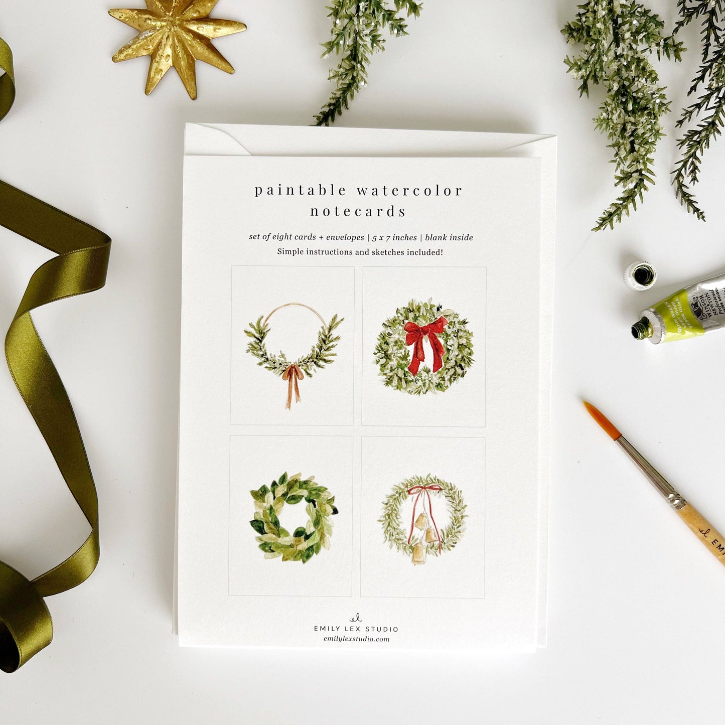 WREATHS PAINTABLE NOTECARDS
