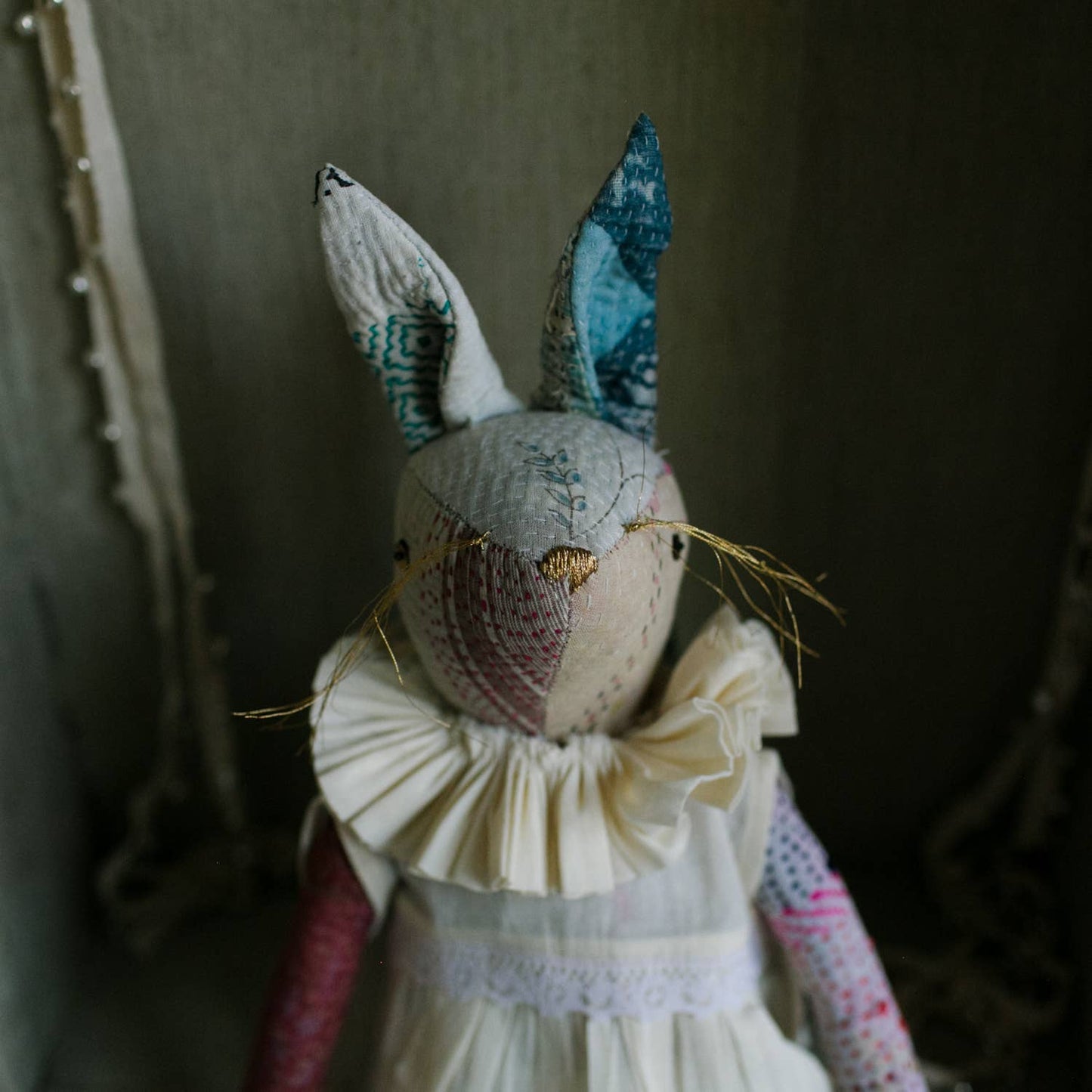 KANTHA RUFFLE HARE RAG DOLL - COTTON FILLED