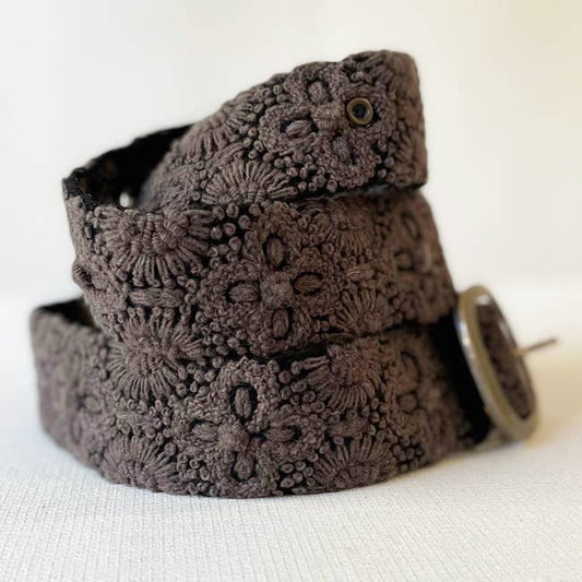 EMBROIDERED WOOL BELT - MIDNIGHT OASIS