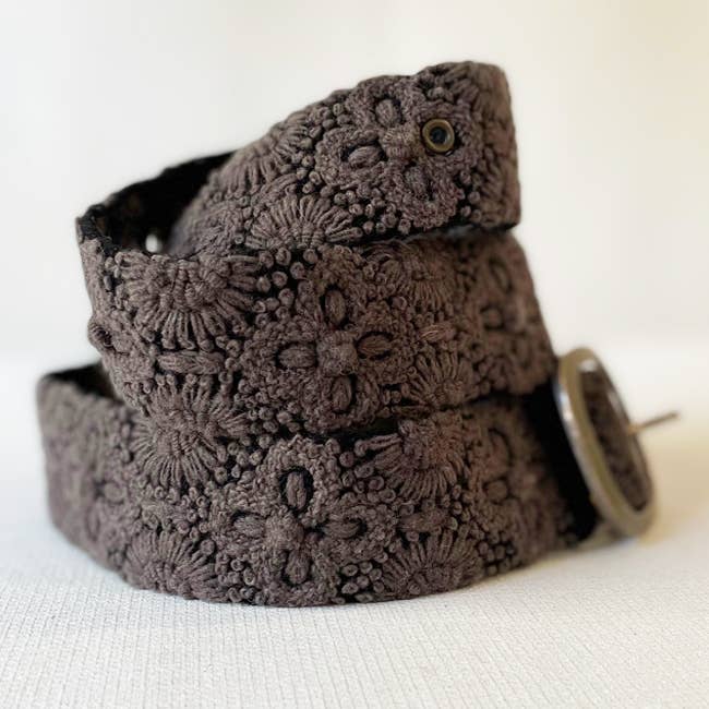 EMBROIDERED WOOL BELT - MIDNIGHT OASIS