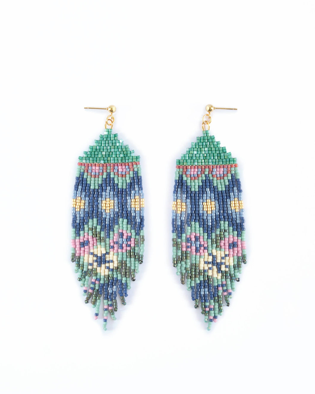 GALACTIC DREAM HUIPIL HAND-BEADED WOVEN FRINGE EARRINGS