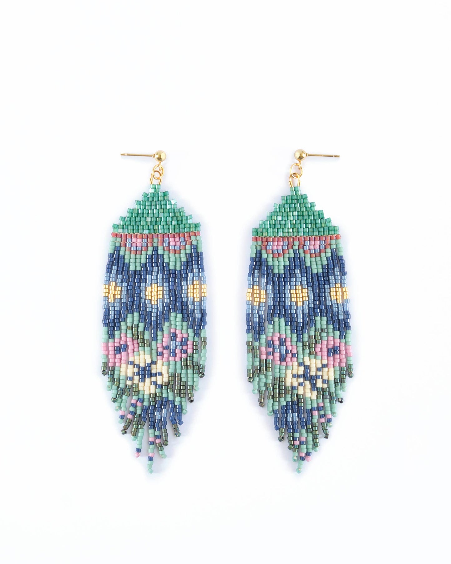 BEADED HANDWOVEN HULPIL FRINGE EARRINGS - GALACTIC DREAM