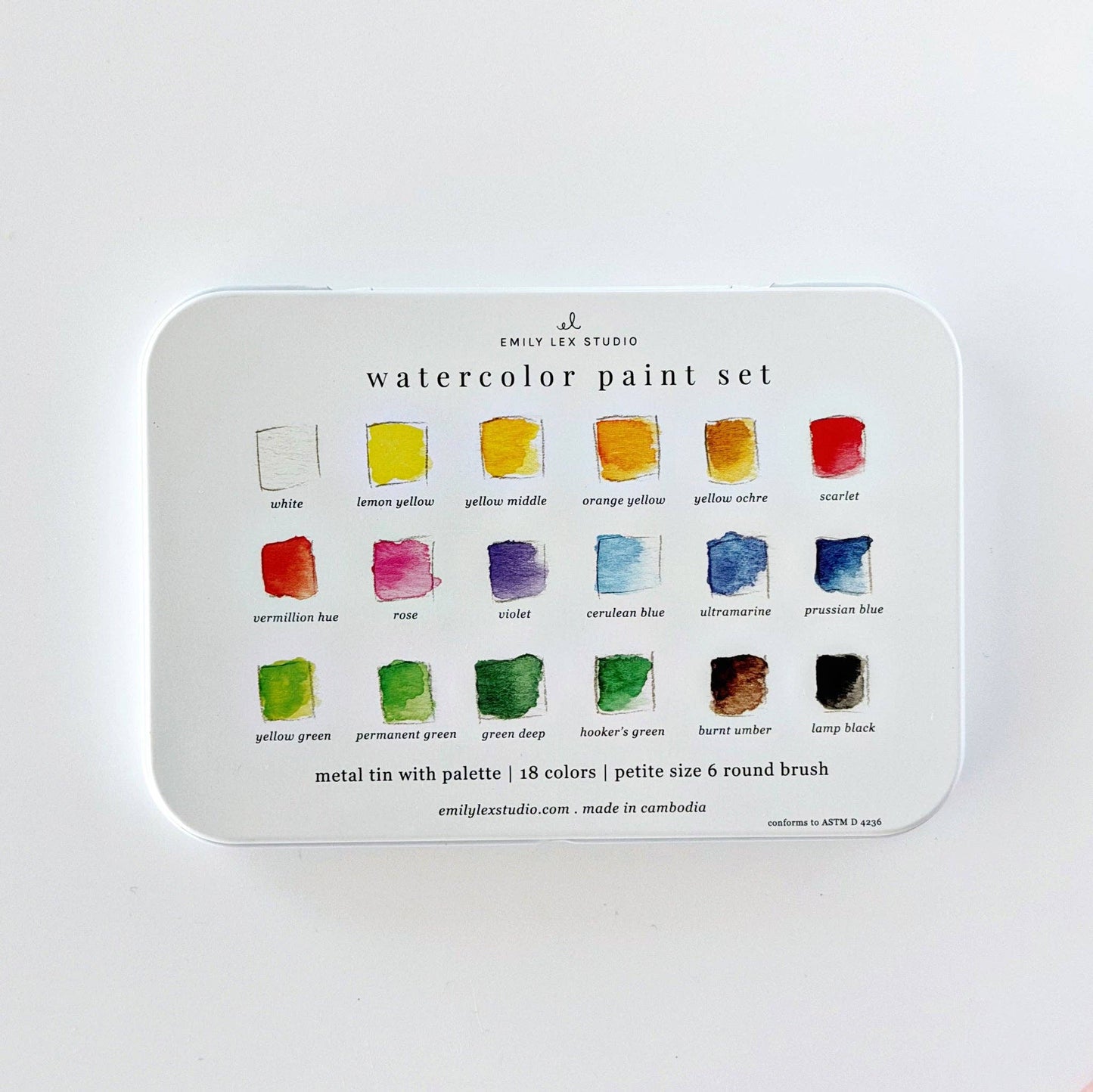 WATERCOLOUR PAINT SET - 18 COLOURS WITH BRUSH