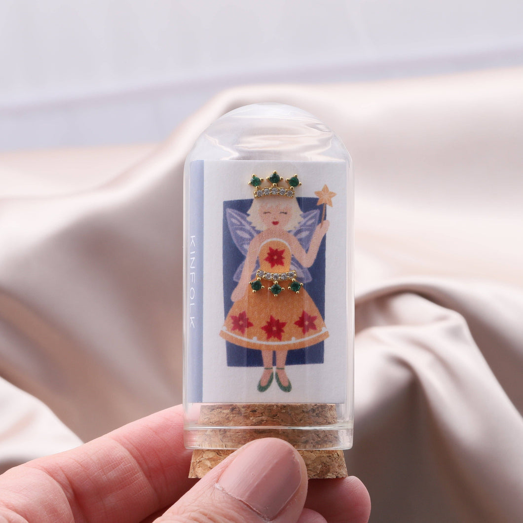 FAIRY WITH GREEN CROWN EARRINGS