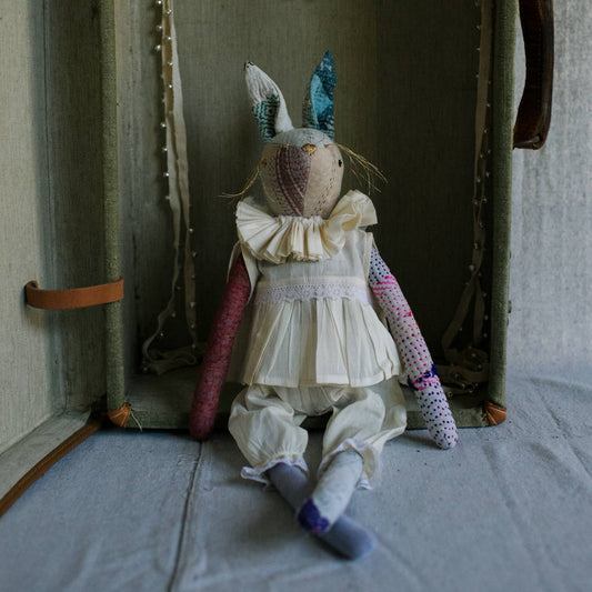 KANTHA RUFFLE HARE RAG DOLL - COTTON FILLED