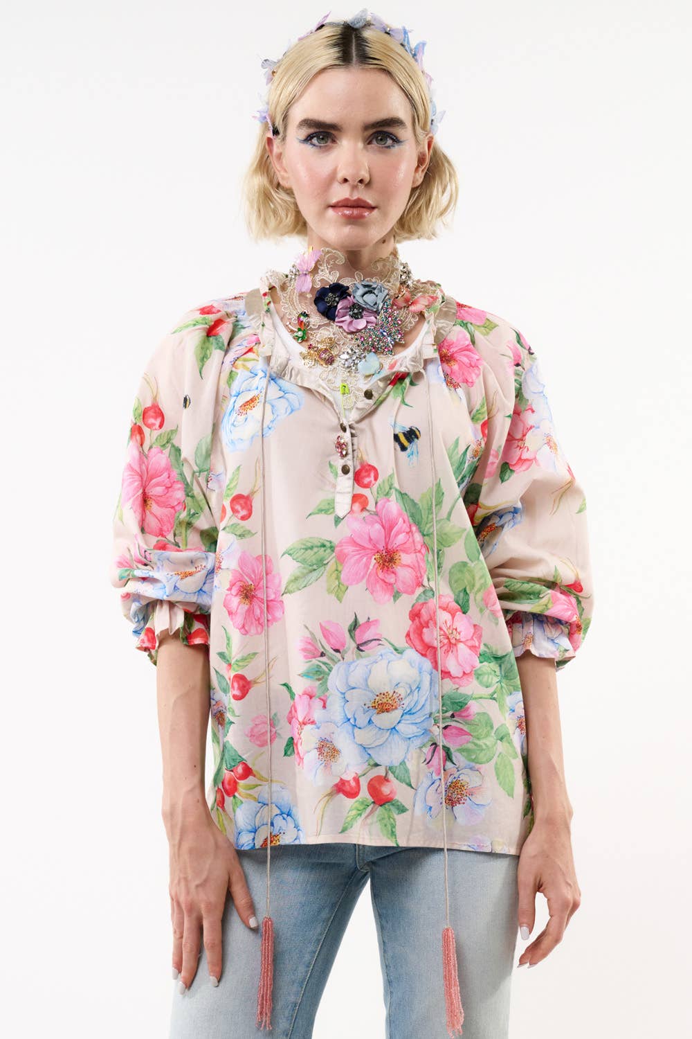 LA VILLE ROSE BLOUSE - IVORY FLORAL