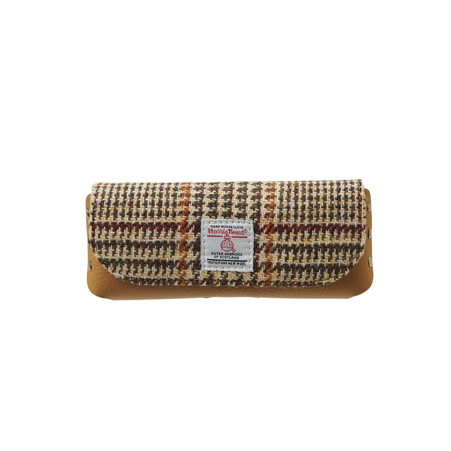 LEATHER GLASSES CASE - BEIGE DOGTOOTH