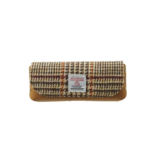 LEATHER GLASSES CASE - BEIGE DOGTOOTH