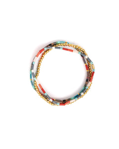 MIYUKI TILA BRACELETS - RED/AQUA SET 3