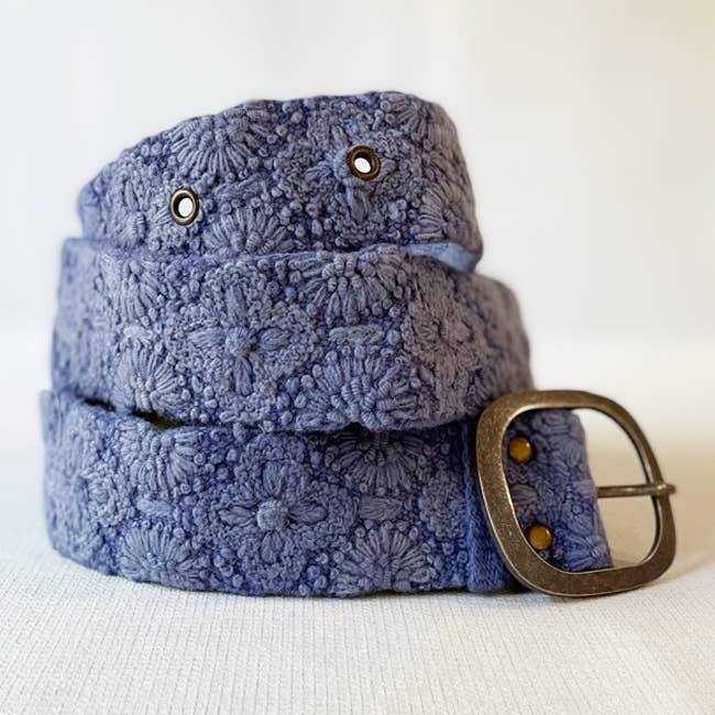 EMBROIDERED WOOL BELT - AZURE SEAS