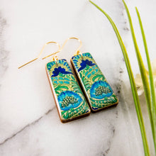 Load image into Gallery viewer, ART NOUVEAU ABSTRACT TURQUOISE FLOWER EARRINGS