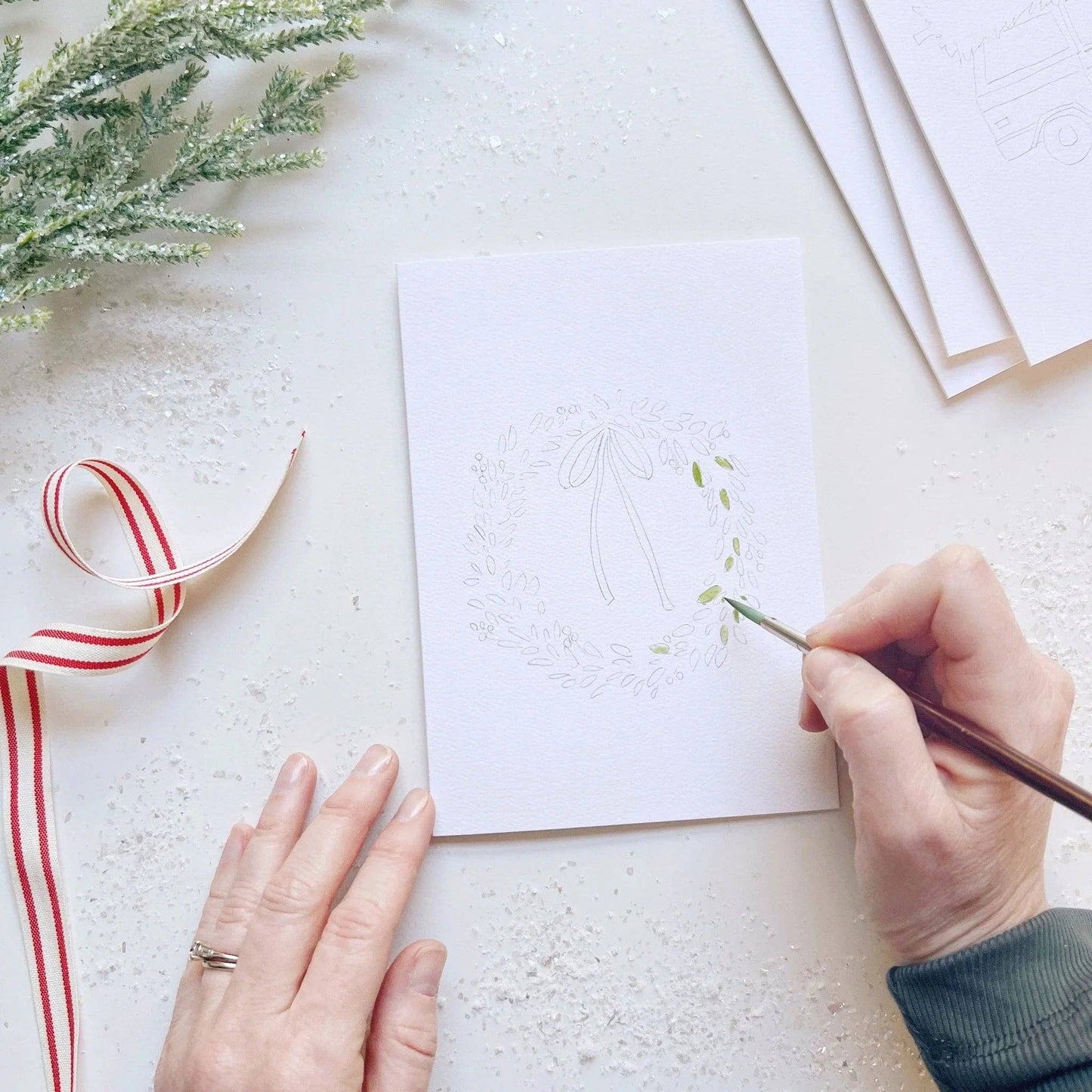 CHRISTMAS CHEER PAINTABLE NOTECARDS SET