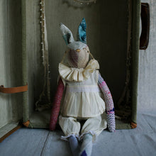 Load image into Gallery viewer, KANTHA RUFFLE HARE RAG DOLL - COTTON FILLED