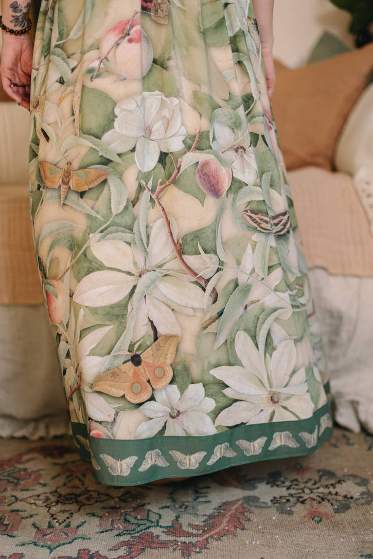 FLEUR DE SOLIEL BOHÉME MAXI  SLIP DRESS WOTH FLORALS & BUTTERFLIES