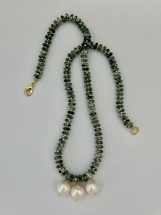 MADELEINE NECKLACE - TREE AGATE 18”