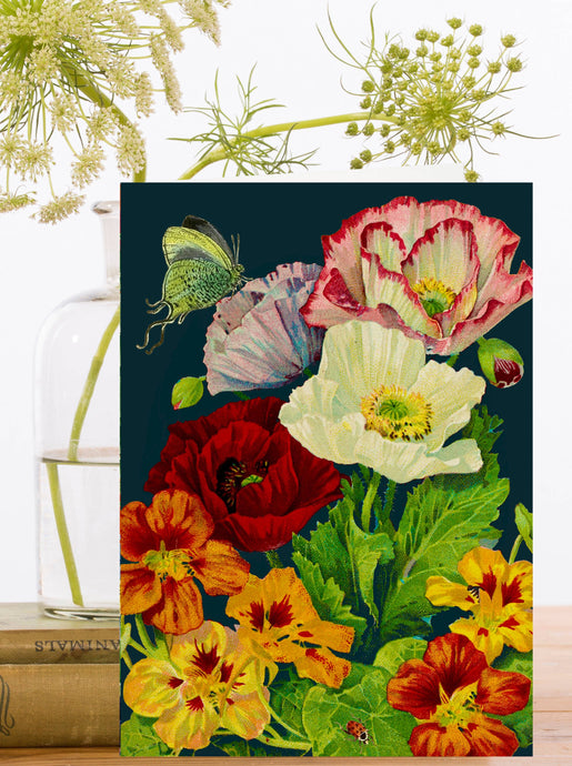 LARGE GREETING CARD - MIDNIGHT POPPIES