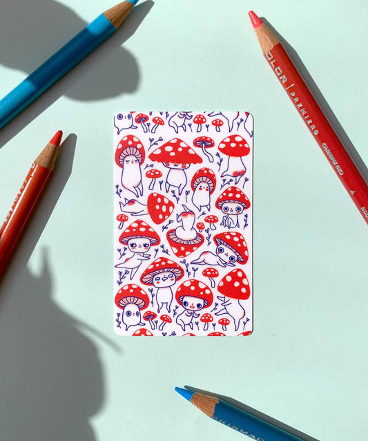 CHEEKY MUSHROOMS TRAVEL CARD STICKER