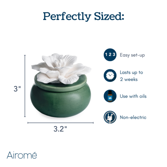BLOOM PORCELAIN DIFFUSER WITH OIL  - GREEN