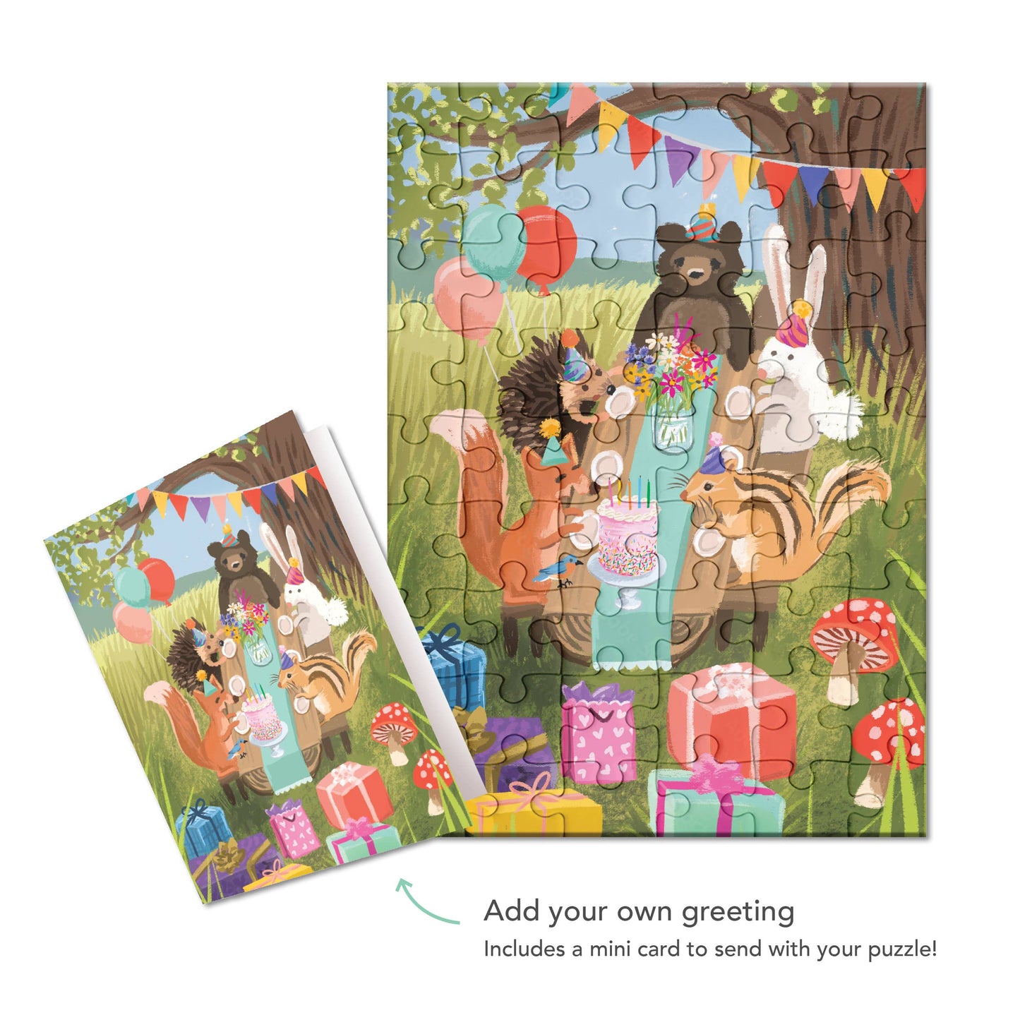 PUZZLE GREETING CARD - WOODLAND PARTY