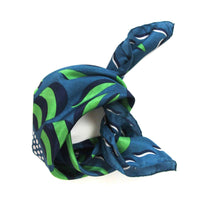 Load image into Gallery viewer, SILK MINI GREEN FORGET-ME-NOT SCARF