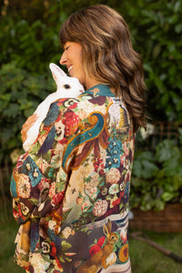 PIXIE CROPPED DUSTER - STAY GOLD WITH RABBITS & BEES