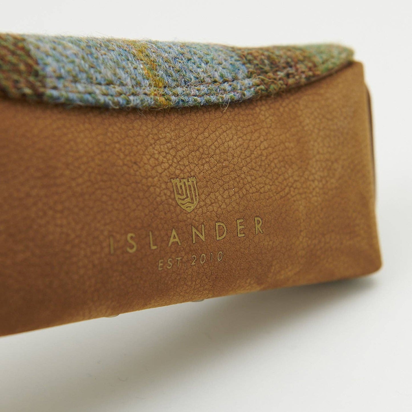 LEATHER GLASSES CASE - CHESTNUT BLUE TARTAN