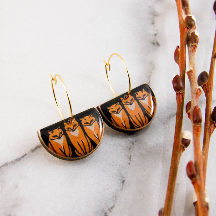 VINTAGE ORANGE CAT EARRINGS