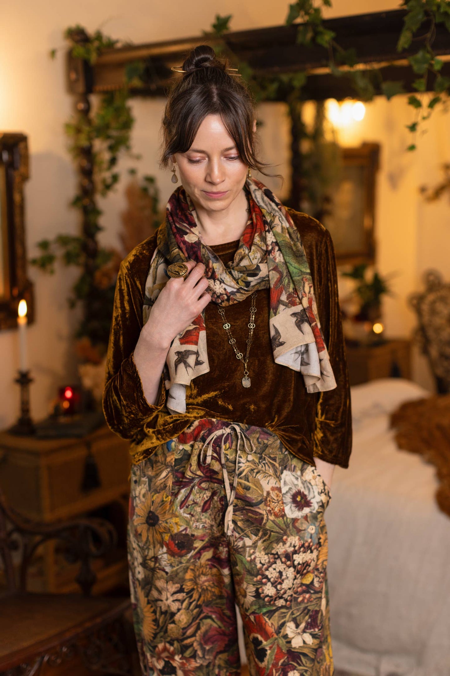 GOLDEN HOUR FLORAL BOHEMIAN SCARF
