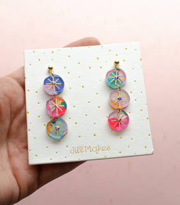 Handpainted Colorful Abstract Dangle Earrings