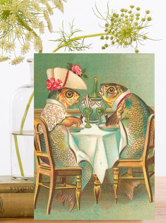 WHIMSICAL GREETING CARD - DINNER FOR TWO