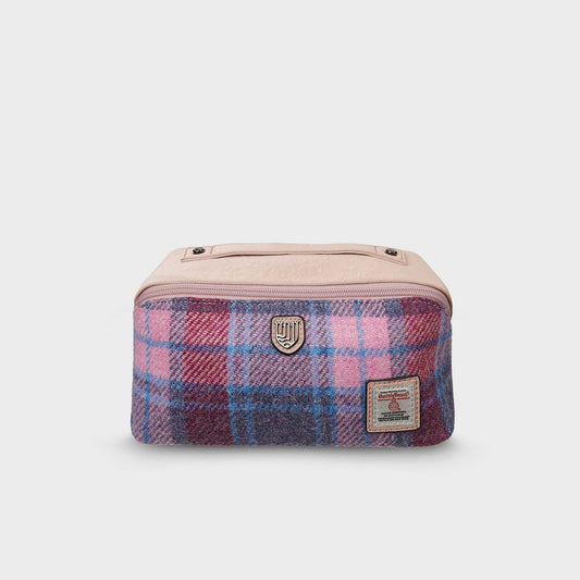 TOILETRY BAG - PINK & BLUE TARTAN