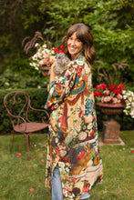 Load image into Gallery viewer, LONG DUSTER ROBE - STAY GOLD FLORAL w/ Rabbit &amp; Bees