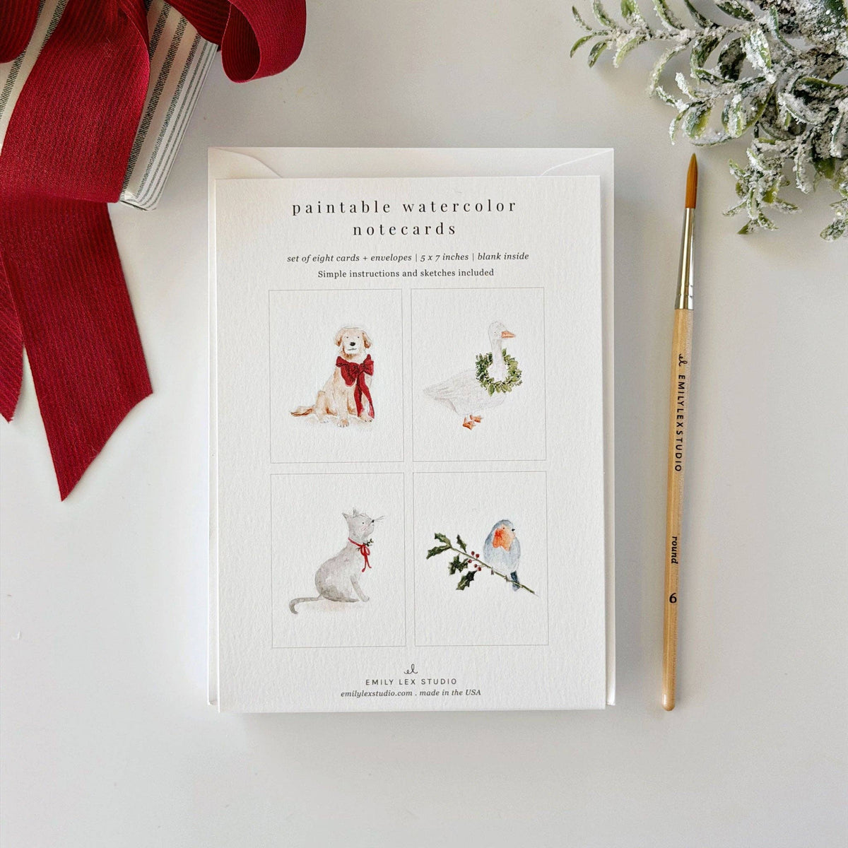 FESTIVE FRIENDS PAINTABLE NOTECARDS