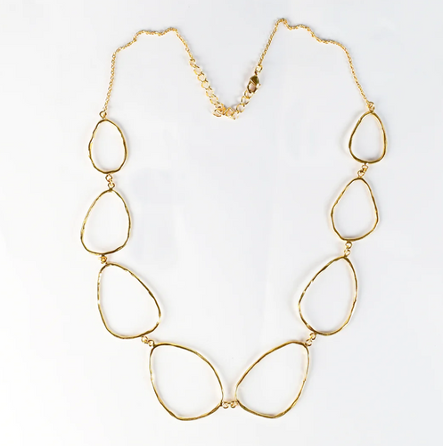 Hammered Finish Gold Plated Looped Necklace