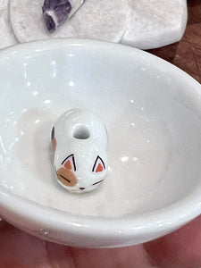 Incense Holder - Cat in White Bowl