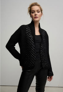 Ines -  Black Chunky Cropped Knit Jacket