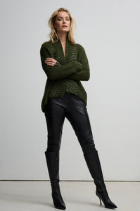 Ines -  Olive Chunky Cropped Knit Jacket