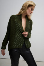 Load image into Gallery viewer, Ines -  Olive Chunky Cropped Knit Jacket