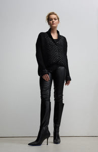 Ines -  Black Chunky Cropped Knit Jacket