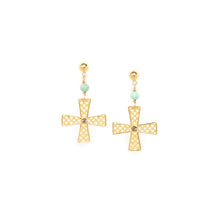 Load image into Gallery viewer, ROMANE small ball post earrings cross
