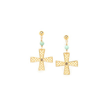 Load image into Gallery viewer, ROMANE SMALL BALL POST EARRINGS CROSS